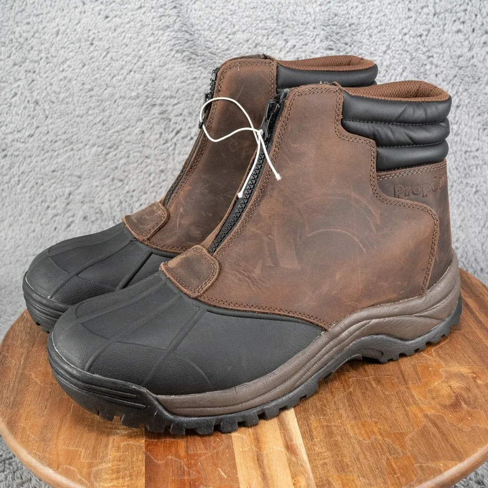 Propet Blizzard Mid Zip Boots Mens 11 M Brown Black Waterproof New